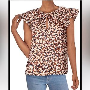 Velvet by Graham & Spencer Multicolor Ruffle Sleeve Top